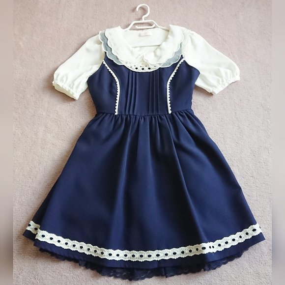 Liz Lisa Dresses & Skirts - Liz Lisa - Navy Blue Crochet Detail and Lace Trim Sleeveless Dress